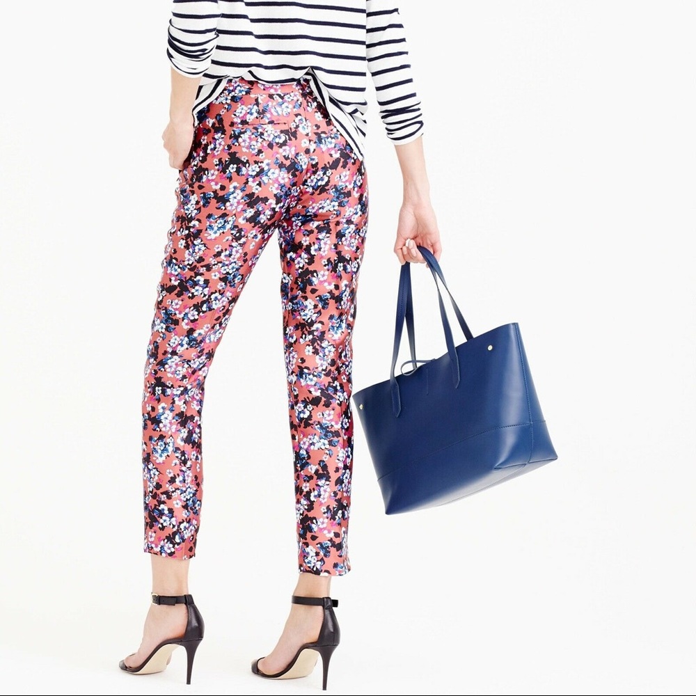 Metallic Rose Gold Floral J. Crew Pants